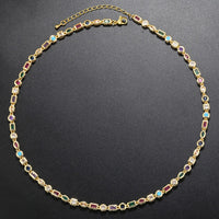 Luminous Aura: Dazzling Colorful Crystal Bracelet and Necklace