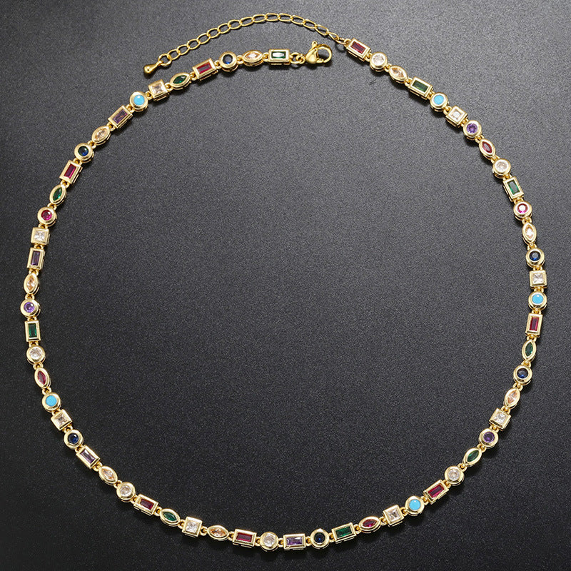 Luminous Aura: Dazzling Colorful Crystal Bracelet and Necklace