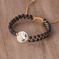 Elegant Tree Bead Yoga Bracelet – Double Braided Design