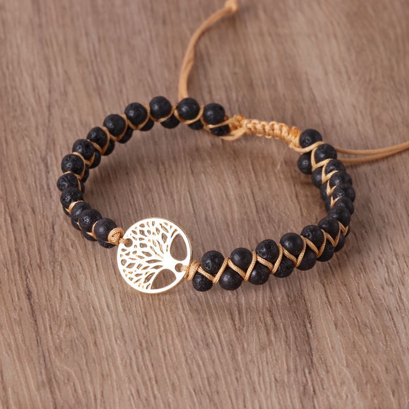 Elegant Tree Bead Yoga Bracelet – Double Braided Design