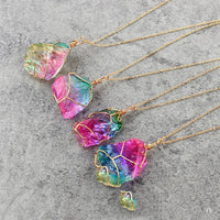 Seven-color, Natural Stone Rough Stone Winding, Crystal Pendant Transparent