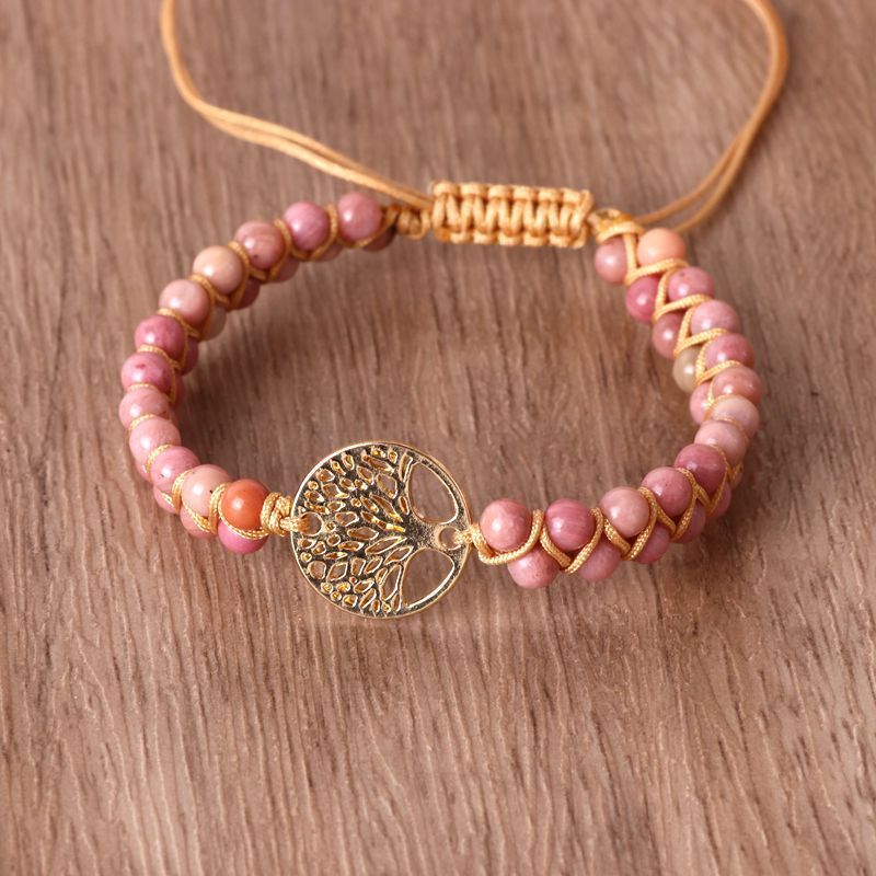 Elegant Tree Bead Yoga Bracelet – Double Braided Design