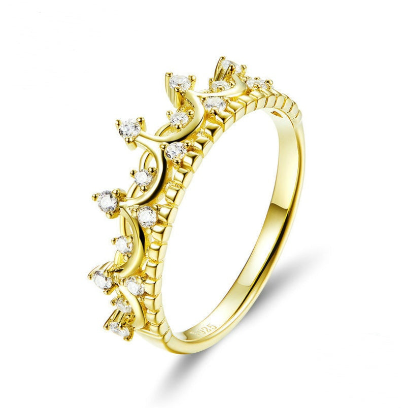 Regal Radiance: Yellow Silver Crown Ring