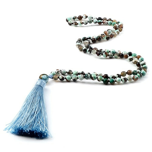 Zen Harmony: Natural Onyx Buddhist Prayer Necklace - 108 Beads for Enlightenment