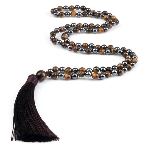 Zen Harmony: Natural Onyx Buddhist Prayer Necklace - 108 Beads for Enlightenment