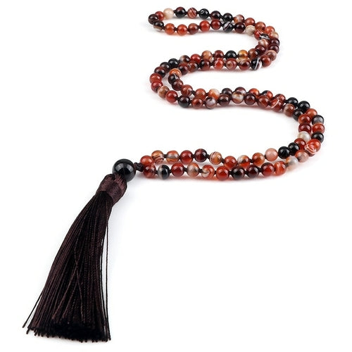 Zen Harmony: Natural Onyx Buddhist Prayer Necklace - 108 Beads for Enlightenment