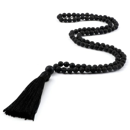 Zen Harmony: Natural Onyx Buddhist Prayer Necklace - 108 Beads for Enlightenment