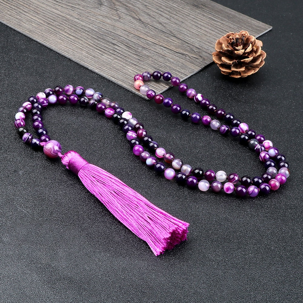 Zen Harmony: Natural Onyx Buddhist Prayer Necklace - 108 Beads for Enlightenment