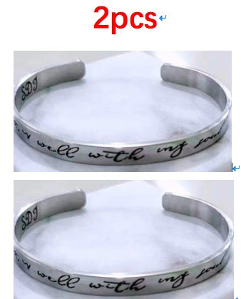 Mantra Bracelet With Quotes Stainless Steel Cuff Inspirational Jewelry Graduation Gift