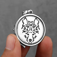 Men's Vintage Double Sided Wolf Head Titanium Steel Pendant Necklace