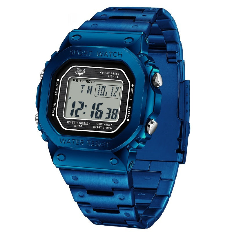 Trendy Square Sports Watch - Multifunctional, Light-Up, and Water-Resistant