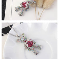 European And American Fashion Cute Bear Crystal Necklace Female Diamond Pendant