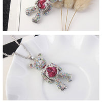 European And American Fashion Cute Bear Crystal Necklace Female Diamond Pendant