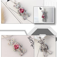 European And American Fashion Cute Bear Crystal Necklace Female Diamond Pendant