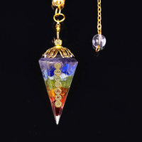 Handcrafted Vibrant Chakra Crystal Pendulum Necklace with Natural Gemstone Pendant