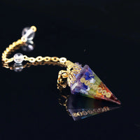 Handcrafted Vibrant Chakra Crystal Pendulum Necklace with Natural Gemstone Pendant