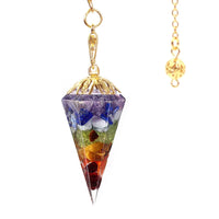 Handcrafted Vibrant Chakra Crystal Pendulum Necklace with Natural Gemstone Pendant