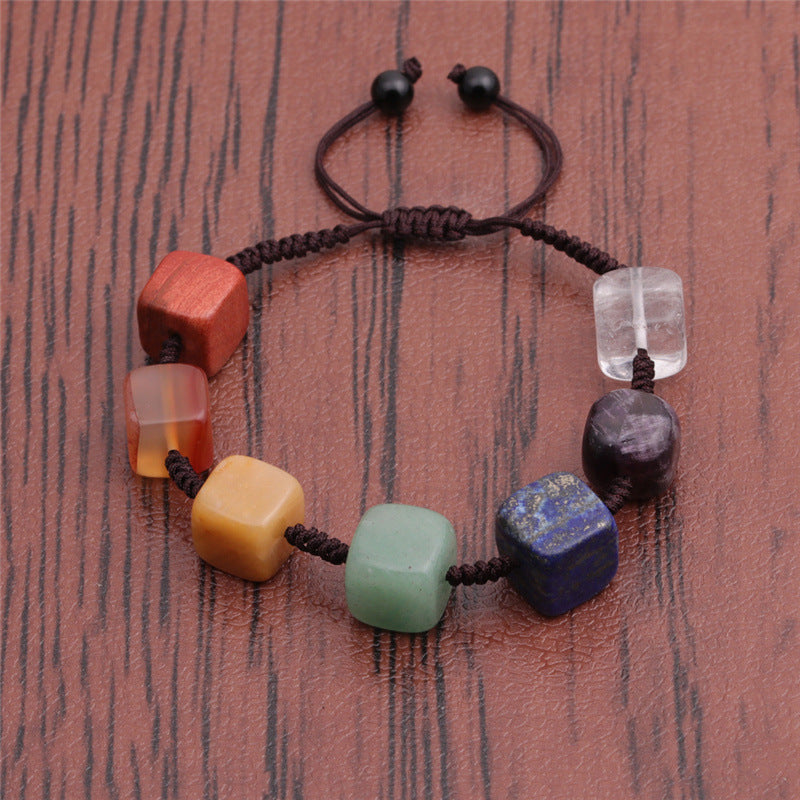 Foreign Trade Seven Chakra Square Woven Bracelet, Meditation Healing Bracelet Bracelet