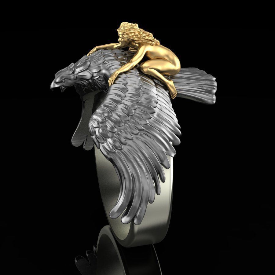 Flying Golden Girl Ring Fashion Creative Ring