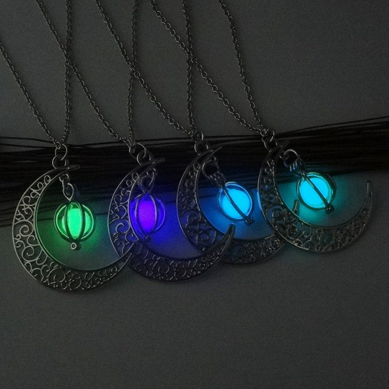 Fashion Moon Natural Glowing Stone Healing Necklace Women Gift Charm Luminous Pendant Necklace Jewelry
glowing