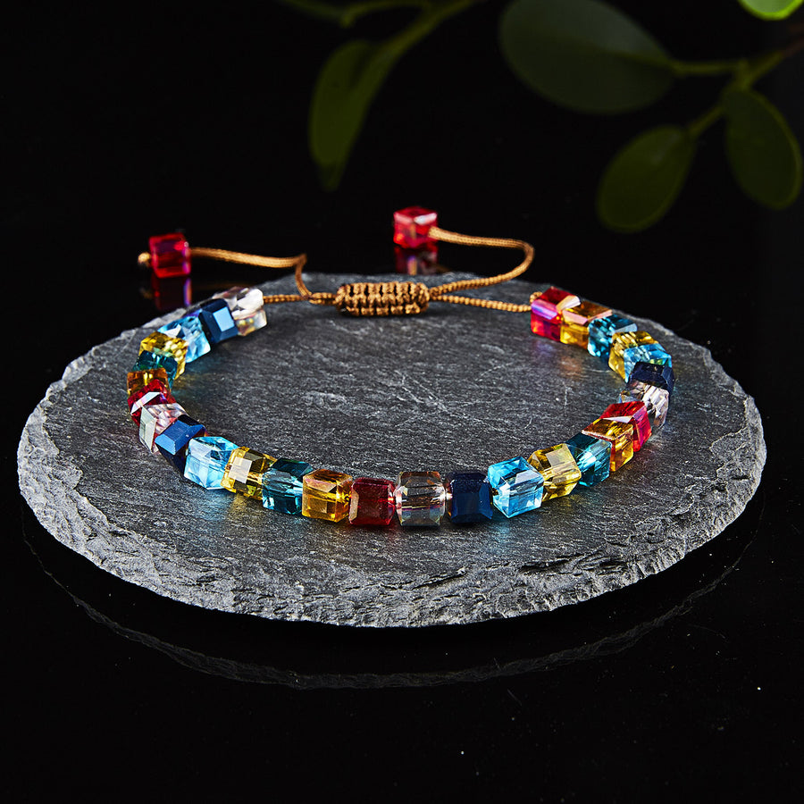 Hand-woven Square Colorful Colorful Stone Crystal String Beads Bracelet