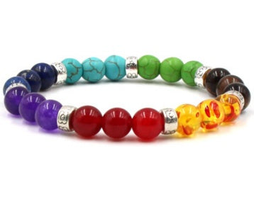 Natural Stone Colorful Chakra Energy Yoga Bracelet