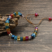 Hand-woven Square Colorful Colorful Stone Crystal String Beads Bracelet