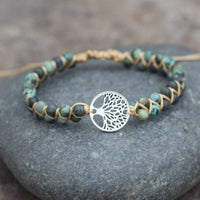 Elegant Tree Bead Yoga Bracelet – Double Braided Design