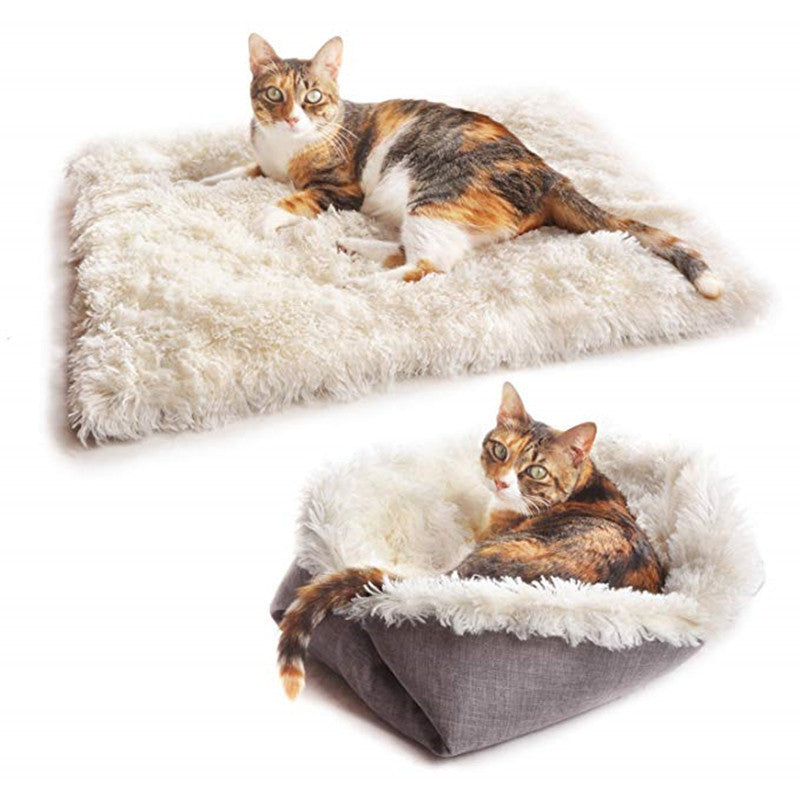 Ultimate Comfort: 2-in-1 Convertible Plush Mattress for Cats and Puppies