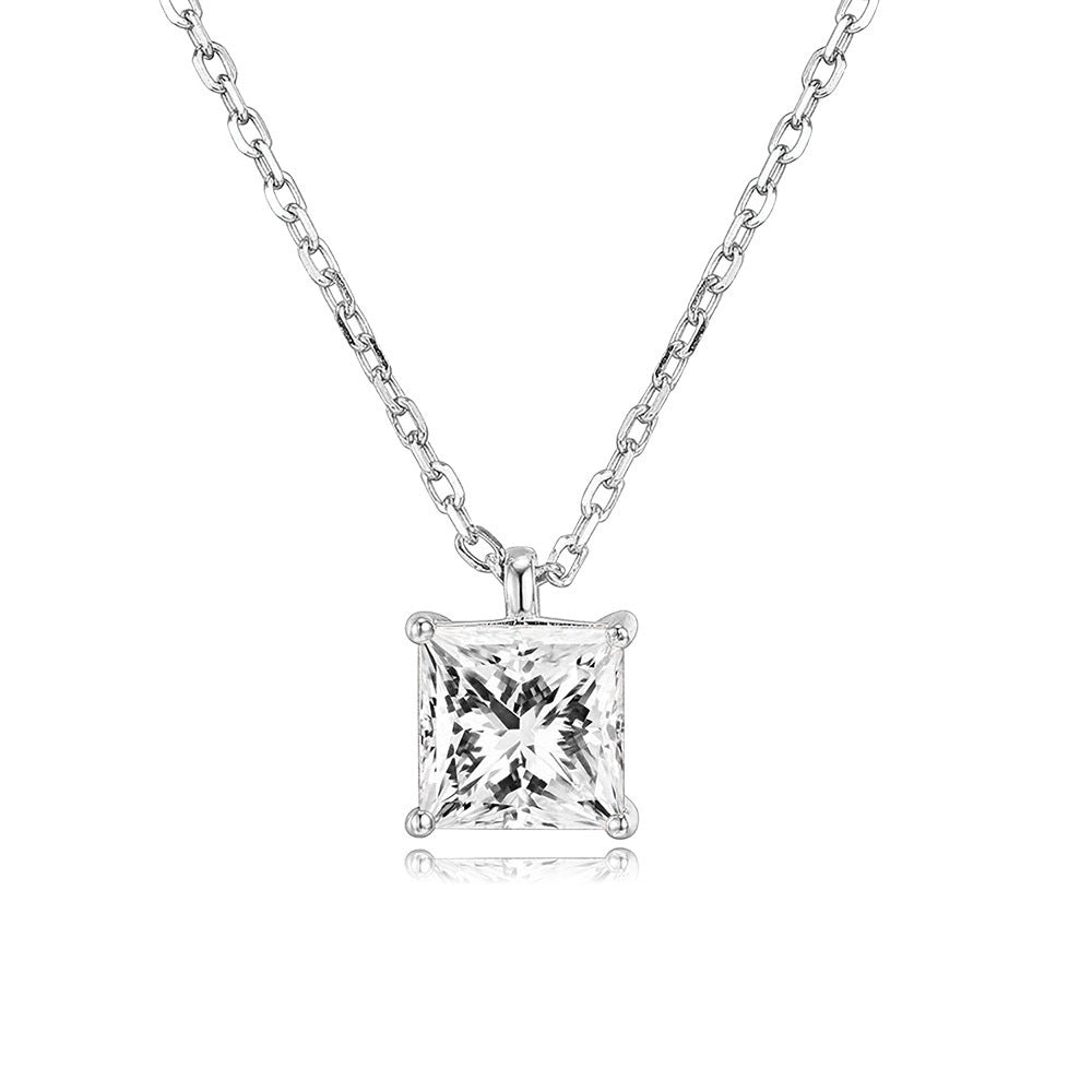 European And American Simple Single Zircon Micro-inlaid Ladies' Pendant Necklace