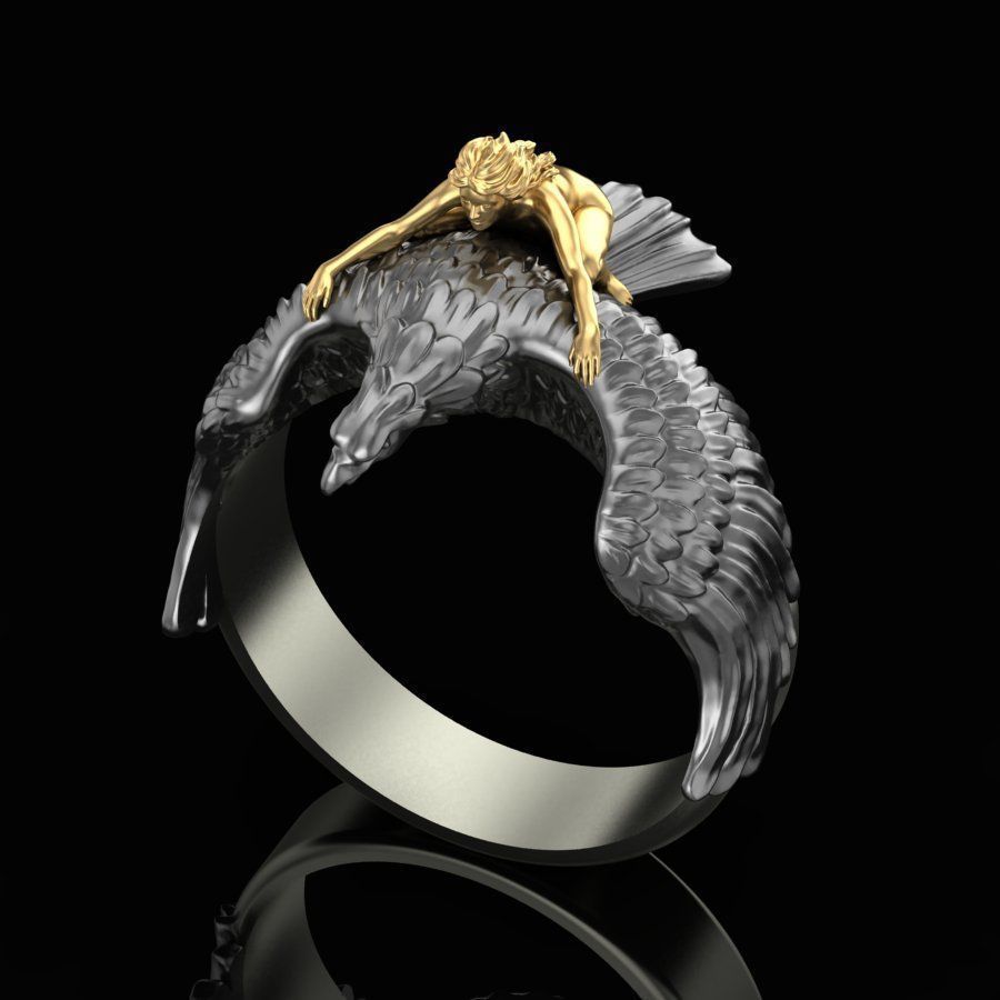 Flying Golden Girl Ring Fashion Creative Ring