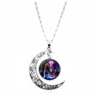 Starry Sky Animal 12 Constellation Moon Necklace Time Stone Pendant