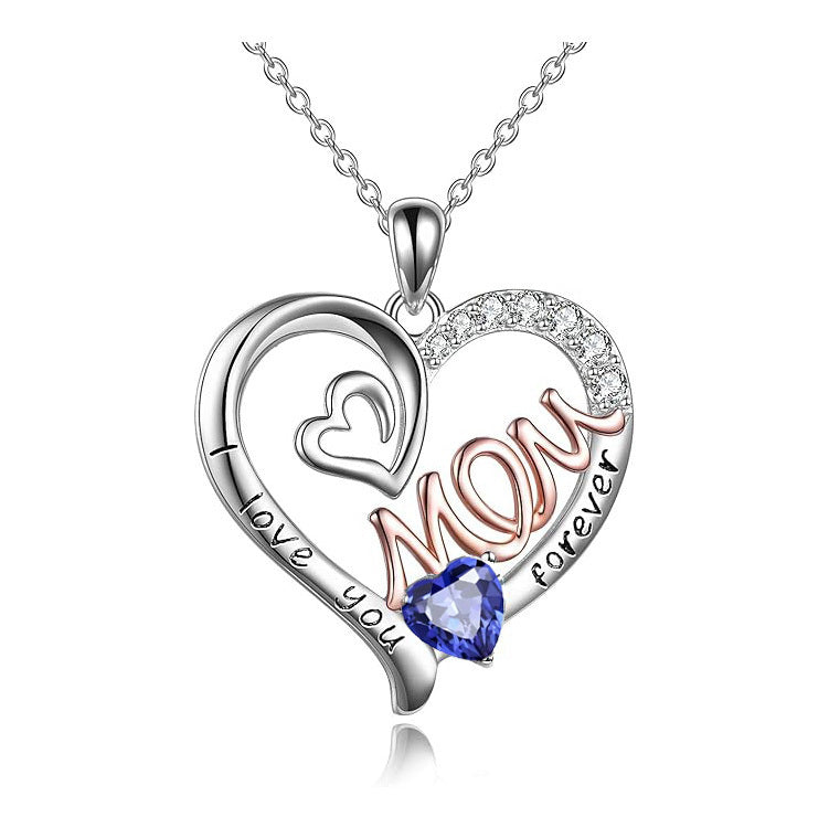 Women's Twelve Birthstone Fashion Love MOM Necklace