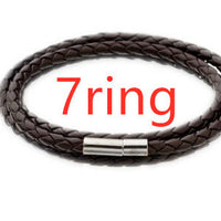 Personalized Mens Braided Genuine Leather Bracelet Stainless Steel Custom Beads Name Charm Bracelet For Men With Family Names