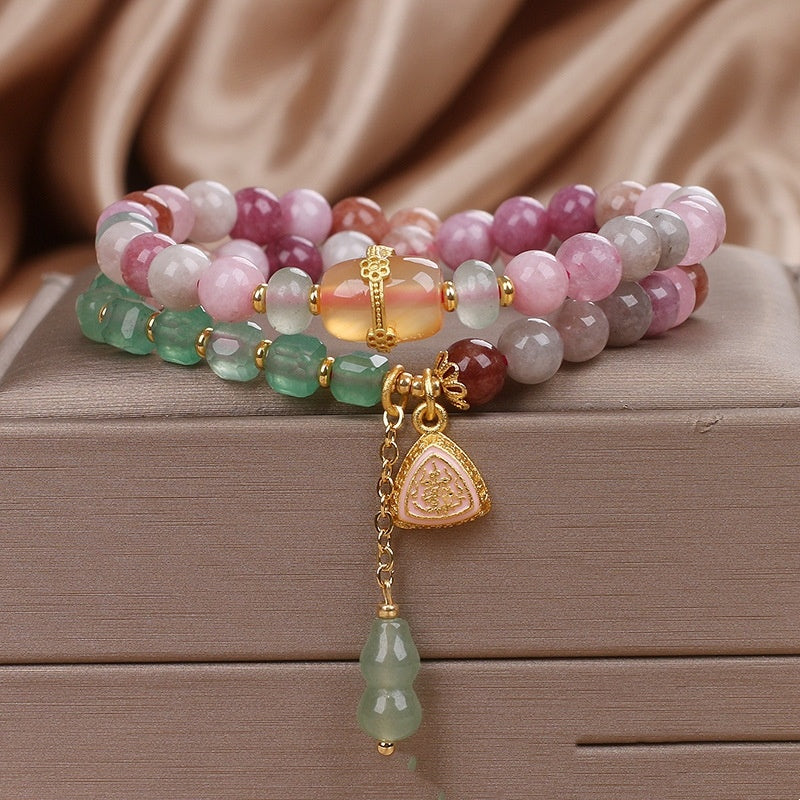 Dopamine Natural Agate Stitching Beaded Bracelet