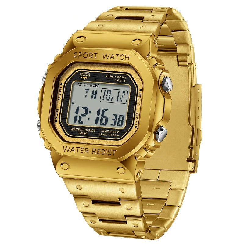 Trendy Square Sports Watch - Multifunctional, Light-Up, and Water-Resistant