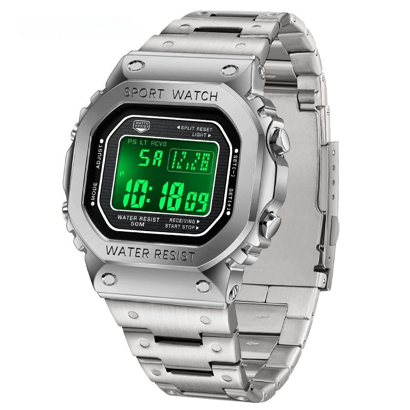 Trendy Square Sports Watch - Multifunctional, Light-Up, and Water-Resistant