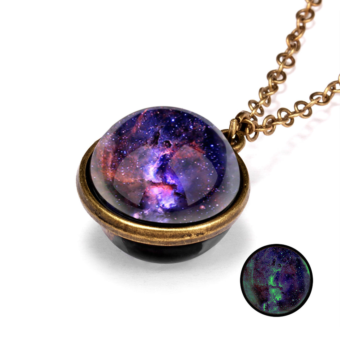 Nebula Universe Luminous Double Side Retro Pendant Necklace