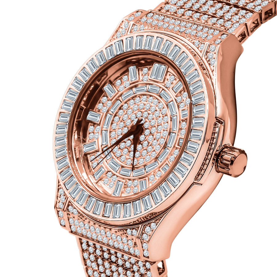 GALLANT CZ Watch: 14K Gold Plated Timepiece with Crystal Stones