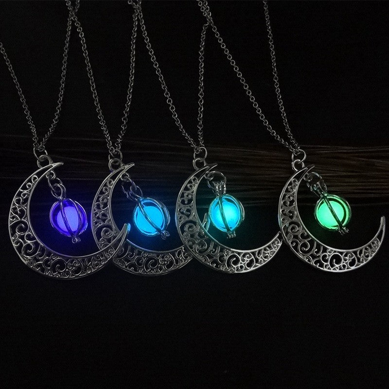 Fashion Moon Natural Glowing Stone Healing Necklace Women Gift Charm Luminous Pendant Necklace Jewelry
glowing