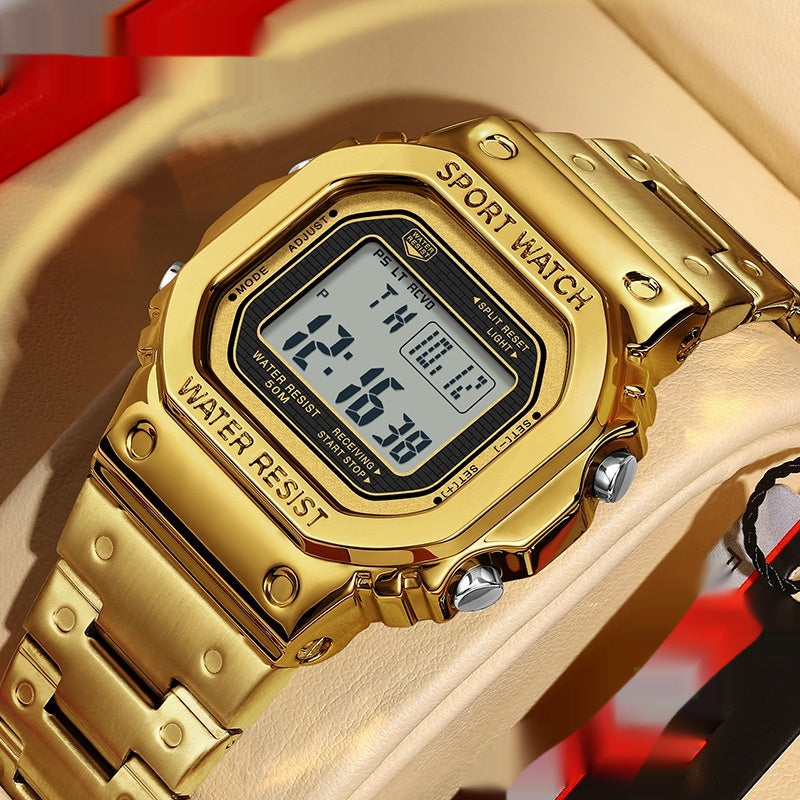 Trendy Square Sports Watch - Multifunctional, Light-Up, and Water-Resistant