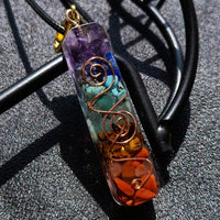 Natural Stone Colorful Gravel Pendant Necklace