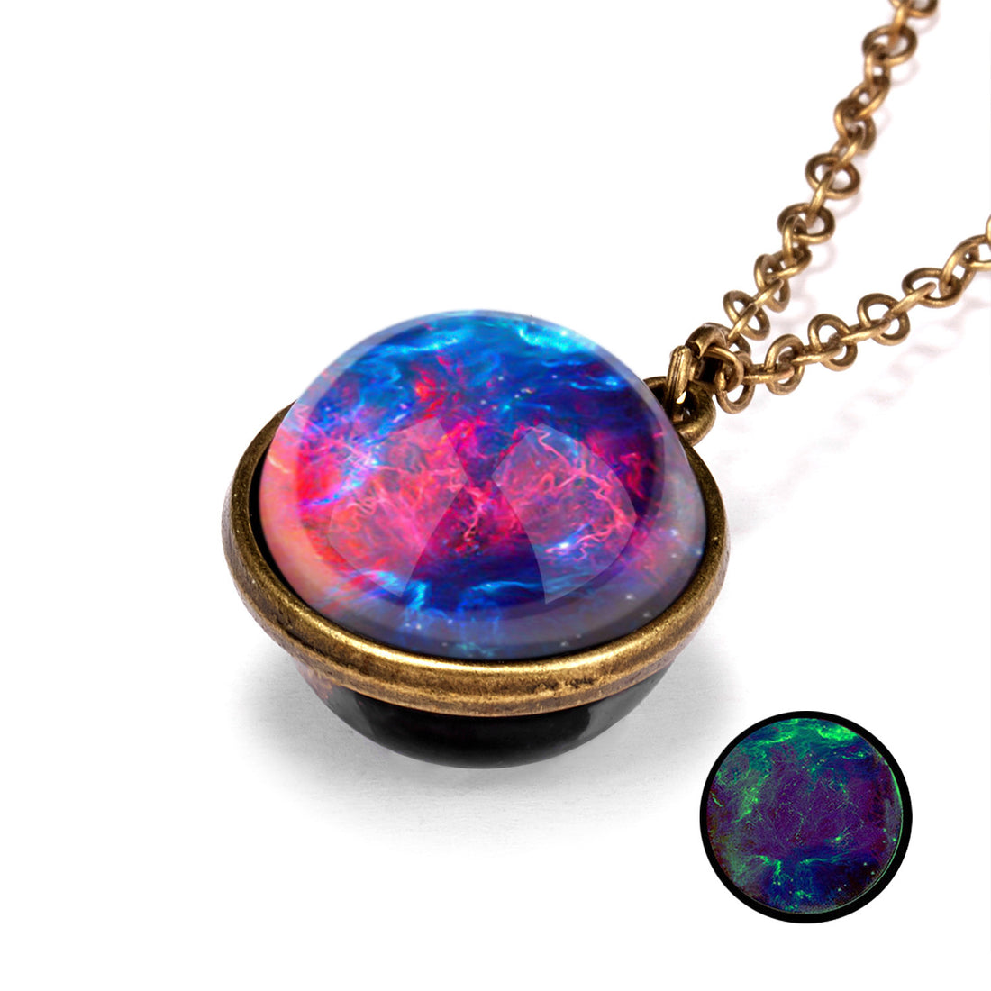 Nebula Universe Luminous Double Side Retro Pendant Necklace