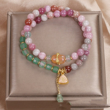 Dopamine Natural Agate Stitching Beaded Bracelet