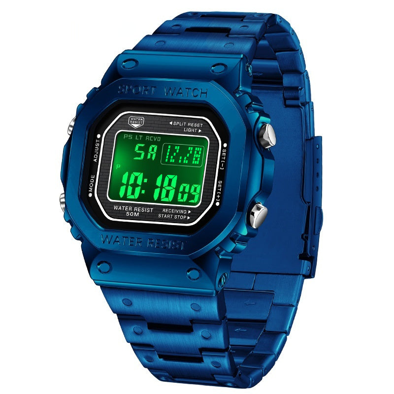 Trendy Square Sports Watch - Multifunctional, Light-Up, and Water-Resistant