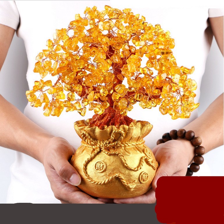 Natural crystal lucky tree craft gift decoration