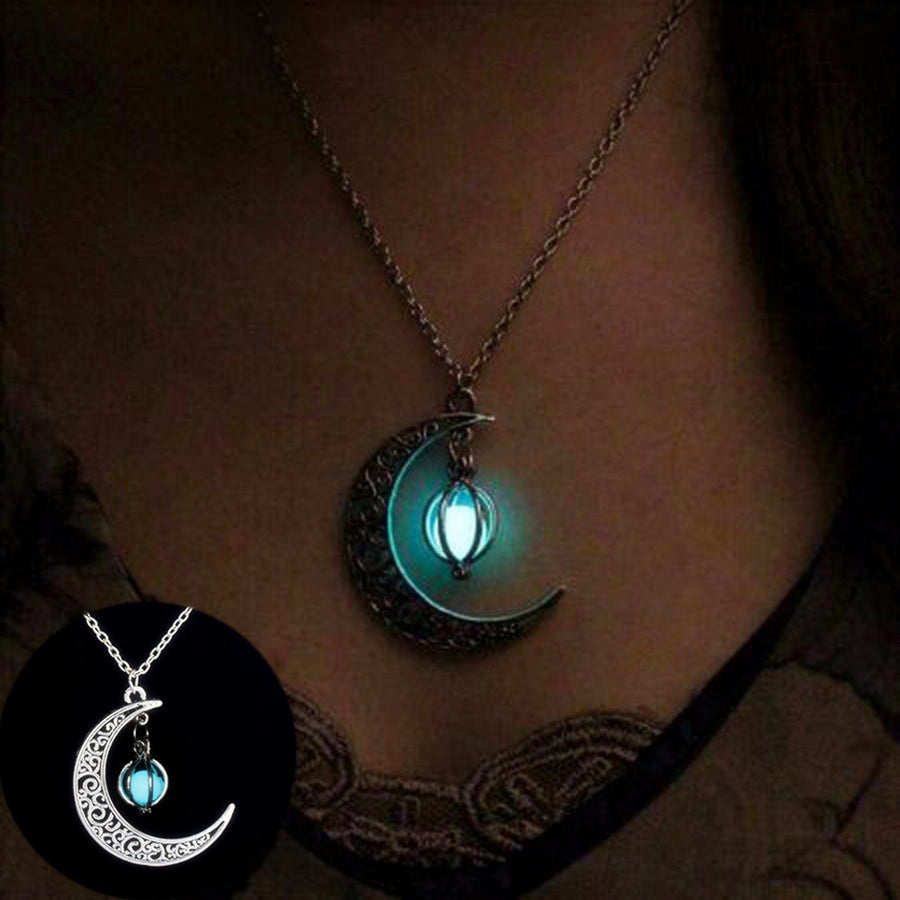 Fashion Moon Natural Glowing Stone Healing Necklace Women Gift Charm Luminous Pendant Necklace Jewelry
glowing