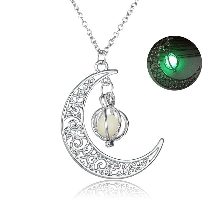 Fashion Moon Natural Glowing Stone Healing Necklace Women Gift Charm Luminous Pendant Necklace Jewelry
glowing