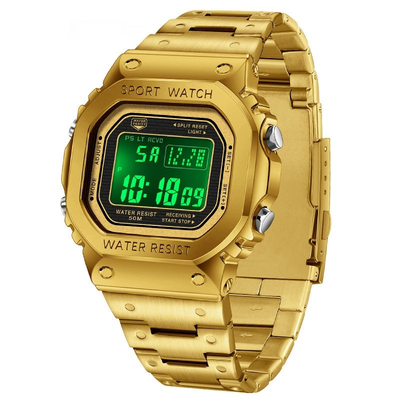 Trendy Square Sports Watch - Multifunctional, Light-Up, and Water-Resistant