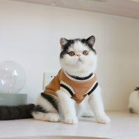 American College Style Sleeveless Fleece Knit Cat Sweater Vest